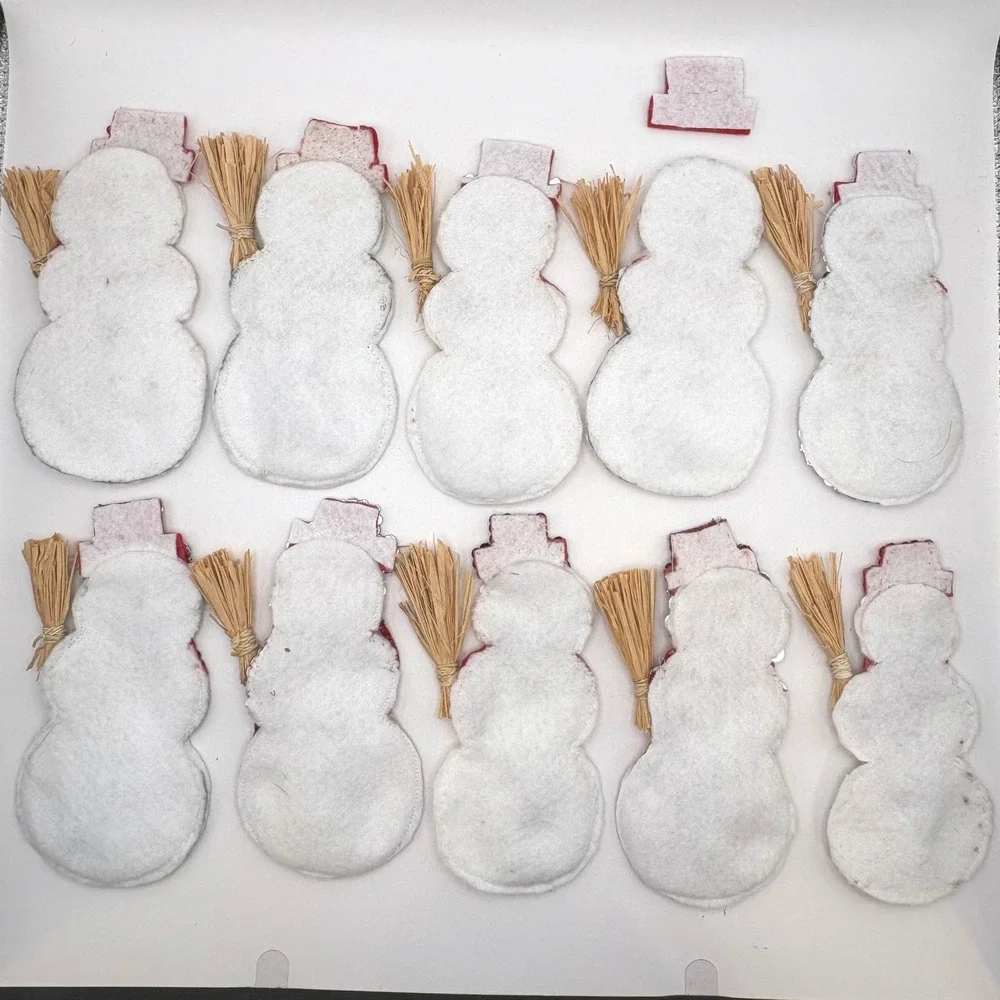 10 Handmade Felt Snowman Silverware Holders Christmas Table Decor Ornaments‎